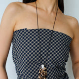 Long Zebra Stone Tassel Pendant Necklace gembea jewelry