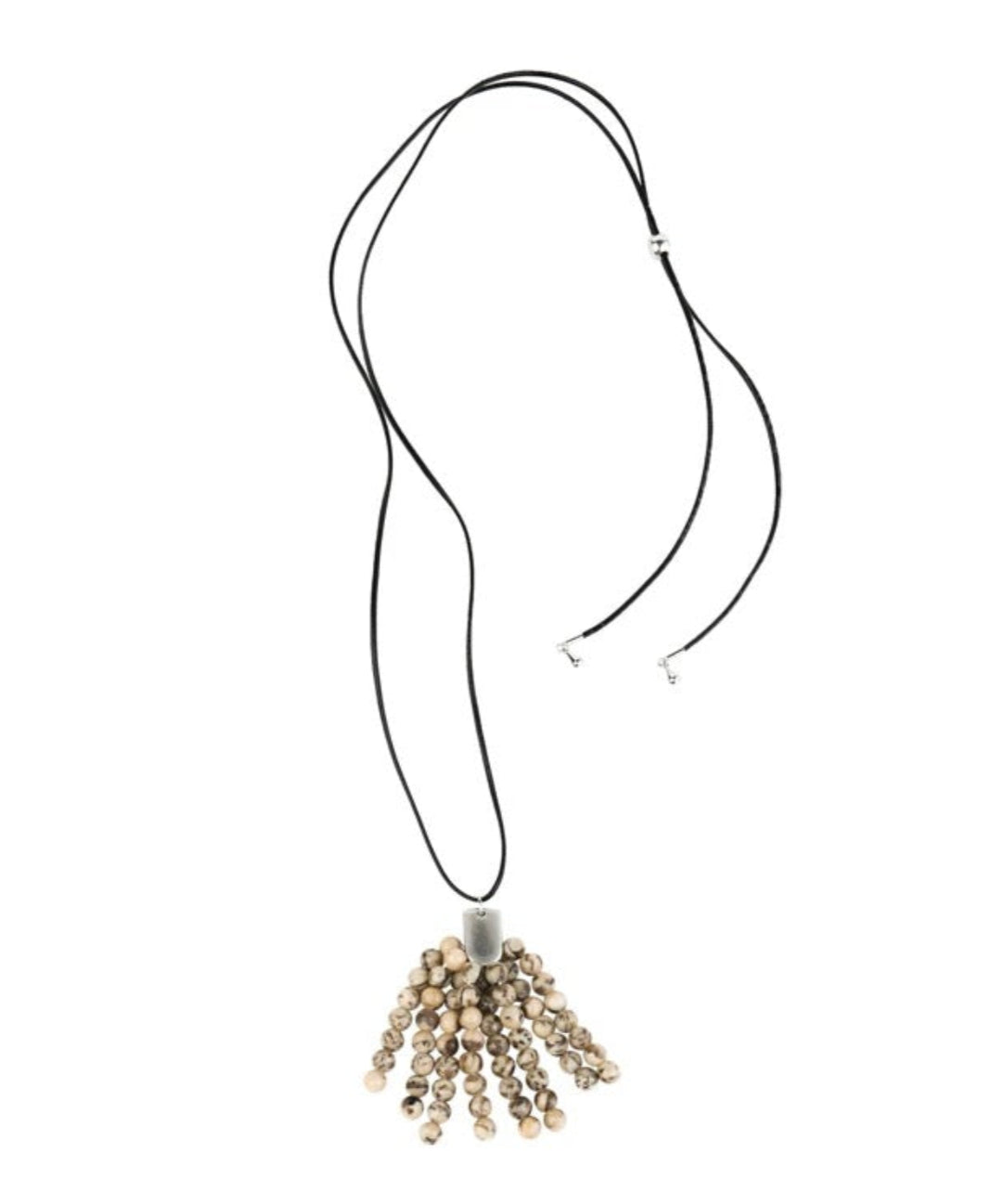 Long Zebra Stone Tassel Pendant Necklace gembea jewelry