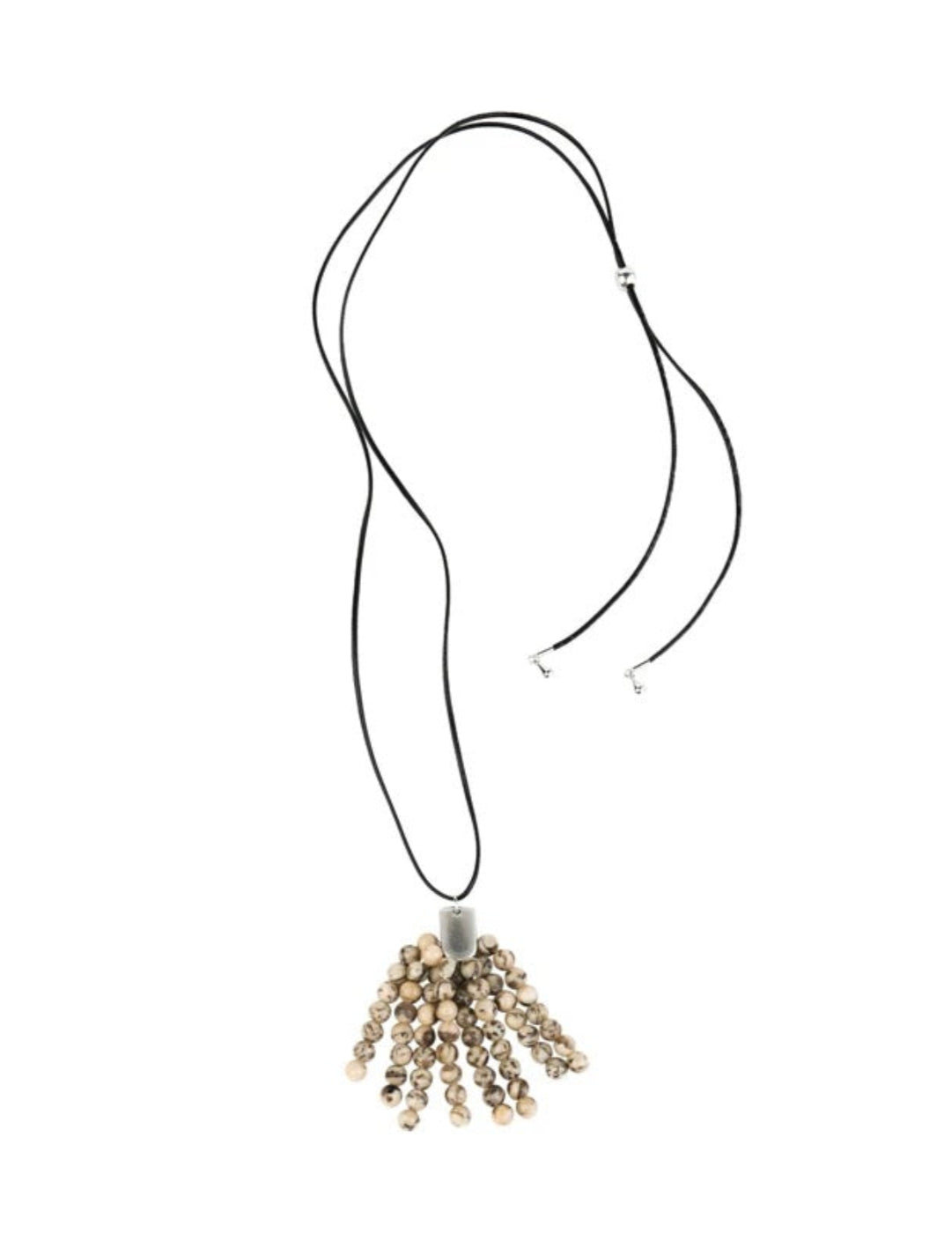 Long Zebra Stone Tassel Pendant Necklace gembea jewelry