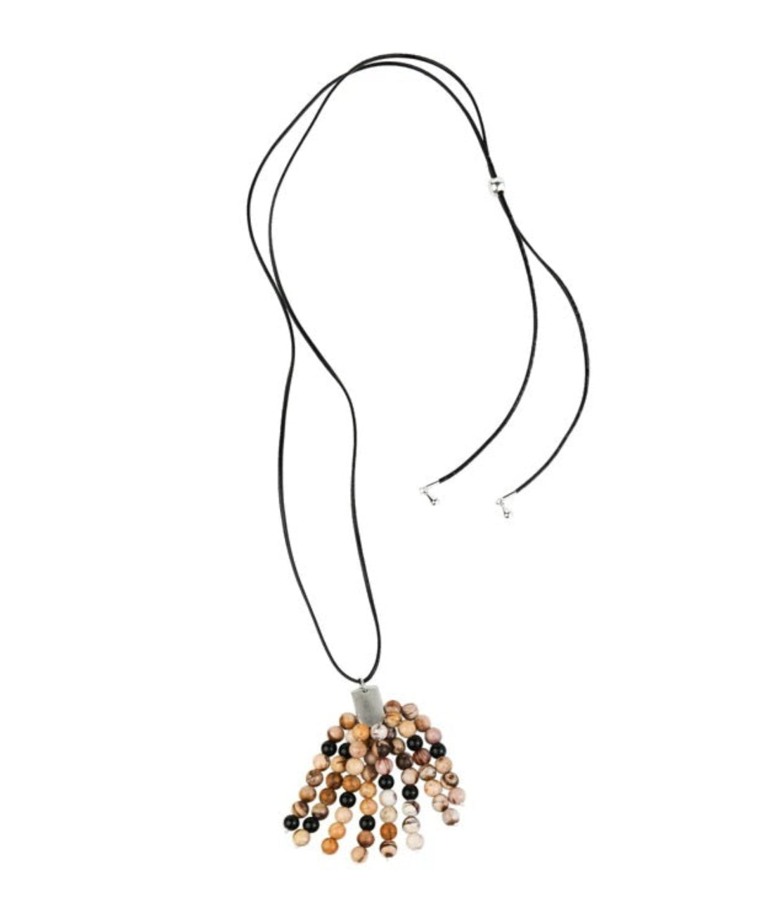 Long Zebra Stone Tassel Pendant Necklace gembea jewelry