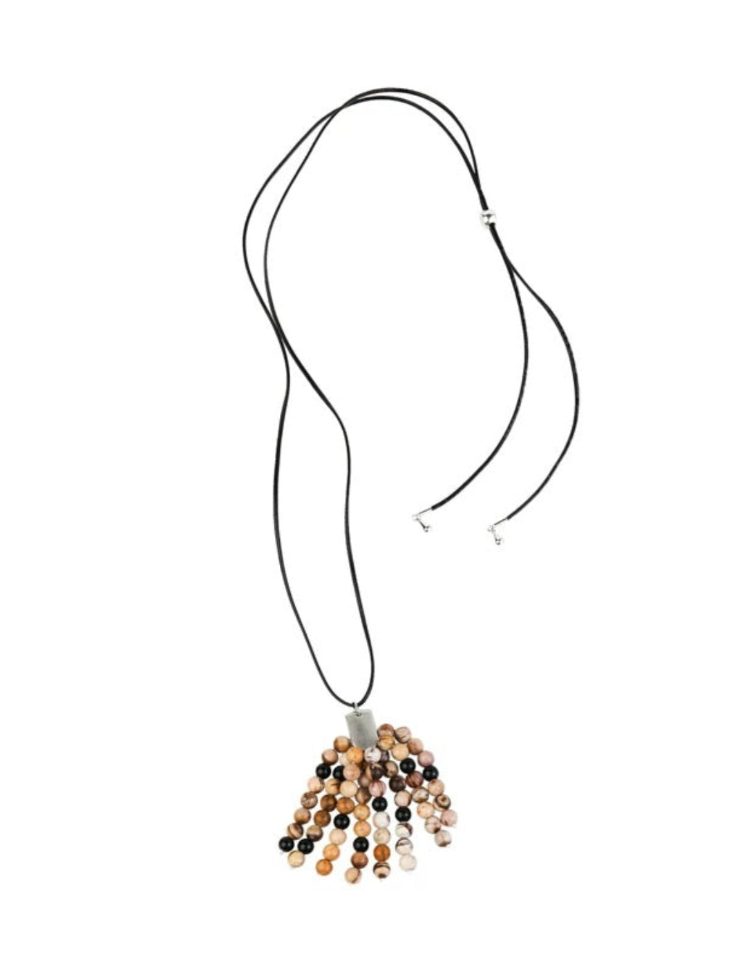 Long Zebra Stone Tassel Pendant Necklace gembea jewelry
