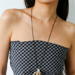 Long Zebra Stone Tassel Pendant Necklace gembea jewelry
