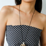 Long Zebra Stone Tassel Pendant Necklace gembea jewelry
