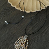 Long Zebra Stone Tassel Pendant Necklace gembea jewelry