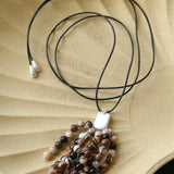 Long Zebra Stone Tassel Pendant Necklace gembea jewelry