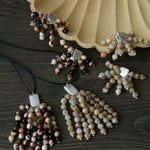 Long Zebra Stone Tassel Pendant Necklace gembea jewelry