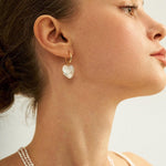 Love Heart Baroque Pearl Hoop Earrings - Gembea Jewelry