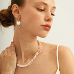 Love Heart Baroque Pearl Hoop Earrings - Gembea Jewelry