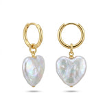 Love Heart Baroque Pearl Hoop Earrings gembea jewelry