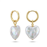 Love Heart Baroque Pearl Hoop Earrings gembea jewelry