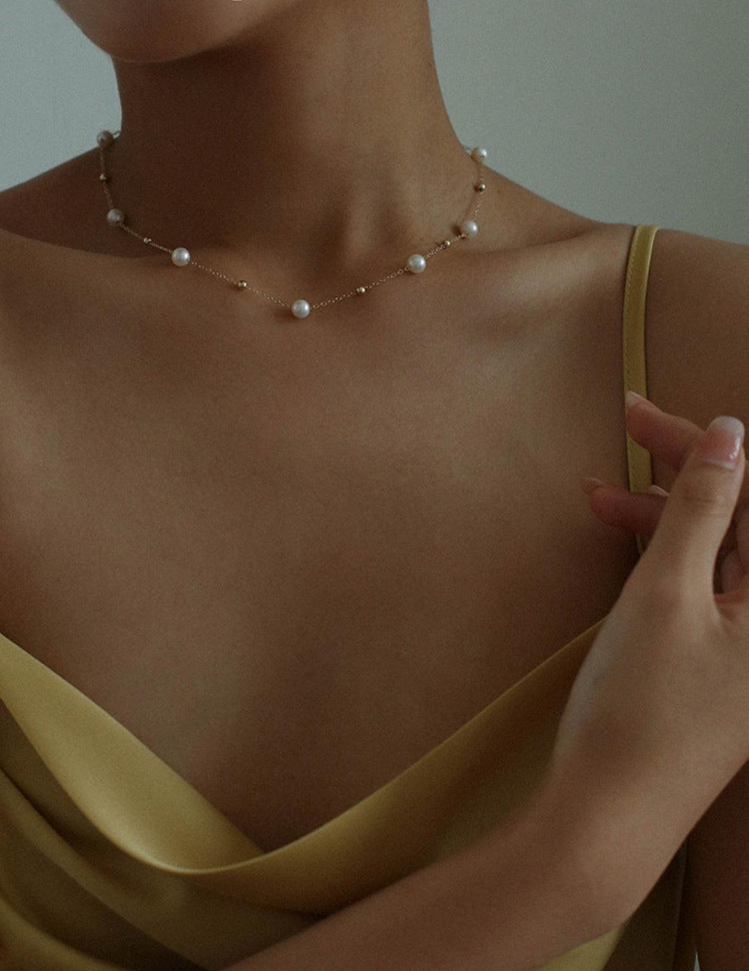 Love and the City Vintage Chain Pearl Necklace - Gembea Jewelry