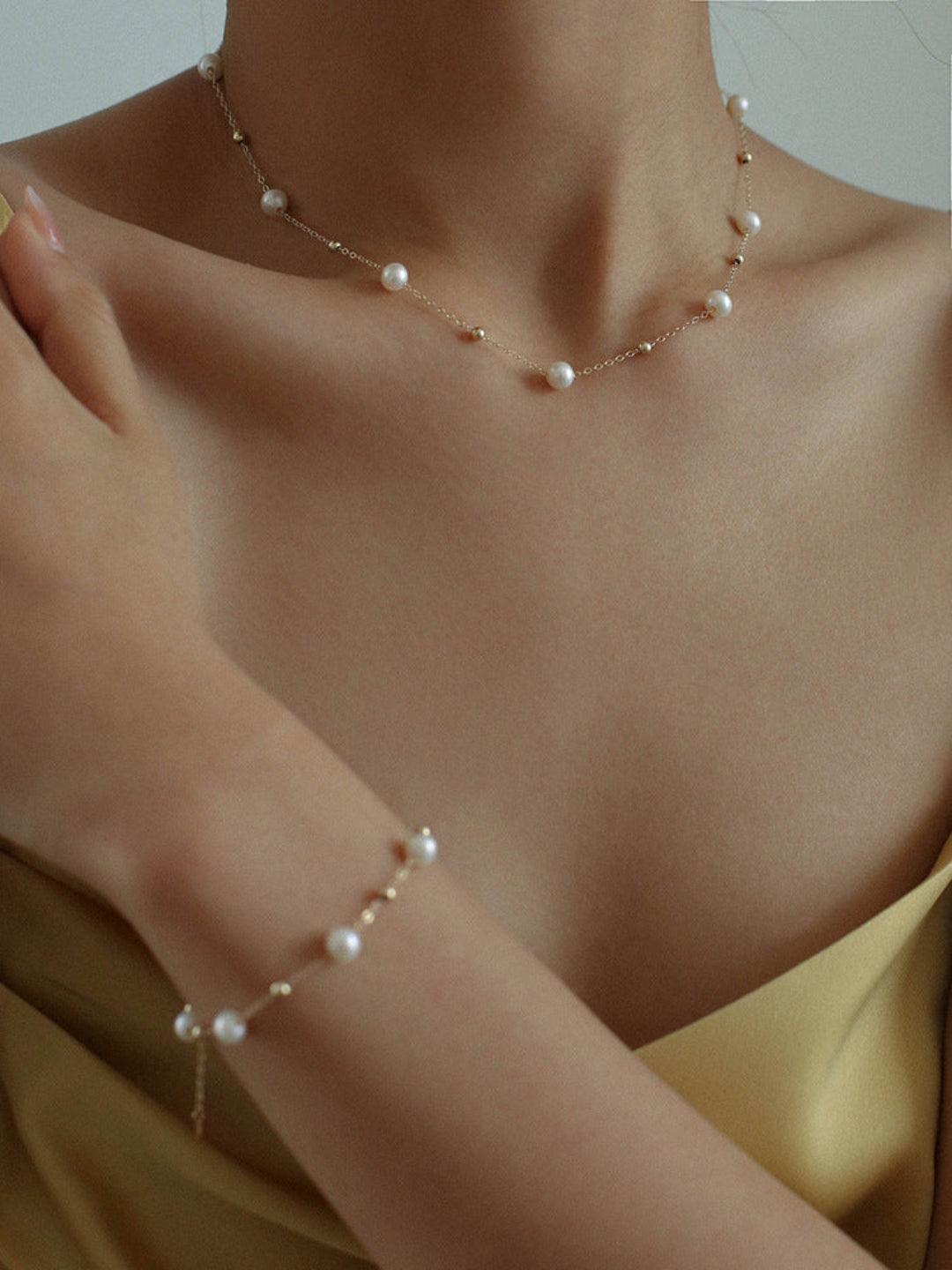 Love and the City Vintage Chain Pearl Necklace - Gembea Jewelry
