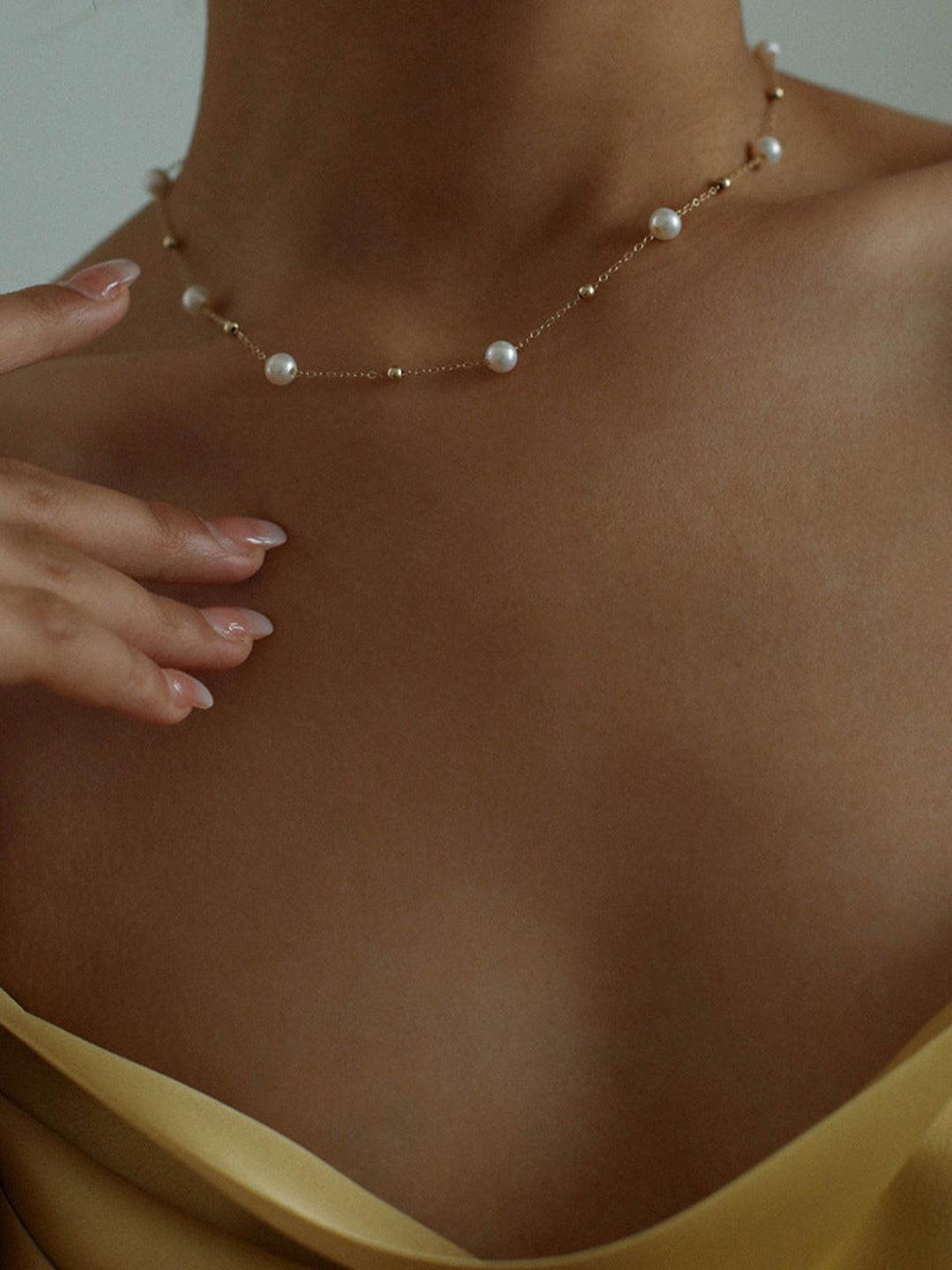 Love and the City Vintage Chain Pearl Necklace - Gembea Jewelry