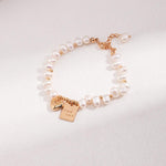 Lucky Letter Heart Gold Pearl Beaded Bracelet - Gembea Jewelry