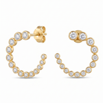 Lueur Bubble C-Shape Cubic Zircon Earrings-Gold gembea jewelry