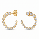 Lueur Bubble C-Shape Cubic Zircon Earrings-Gold gembea jewelry