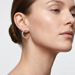 Lueur Bubble C-Shape Cubic Zircon Earrings-Gold gembea jewelry