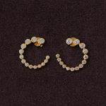 Lueur Bubble C-Shape Cubic Zircon Earrings-Gold gembea jewelry