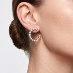 Lueur Bubble C-Shape Cubic Zircon Earrings-Silver gembea jewelry