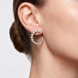 Lueur Bubble C-Shape Cubic Zircon Earrings-Silver gembea jewelry