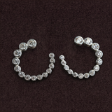 Lueur Bubble C-Shape Cubic Zircon Earrings-Silver gembea jewelry