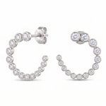 Lueur Bubble C-Shape Cubic Zircon Earrings-Silver gembea jewelry