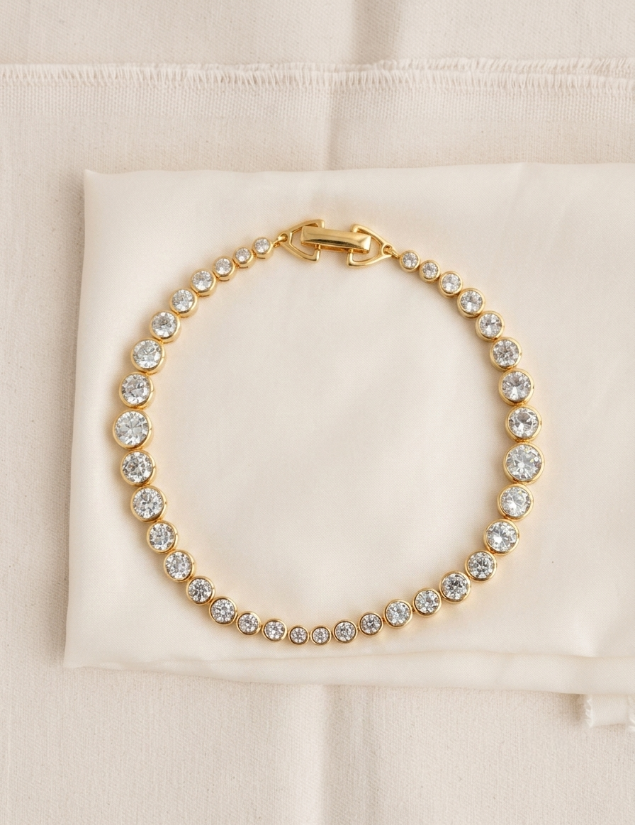 Lueur Bubble Cubic Zircon Bracelet-Gold gembea jewelry