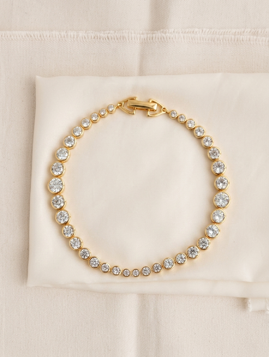 Lueur Bubble Cubic Zircon Bracelet-Gold gembea jewelry