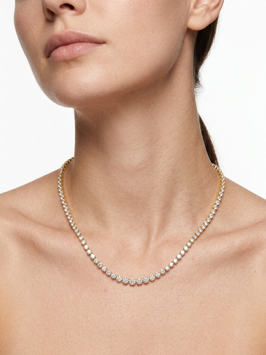 Lueur Bubble Cubic Zircon Necklace-Gold gembea jewelry