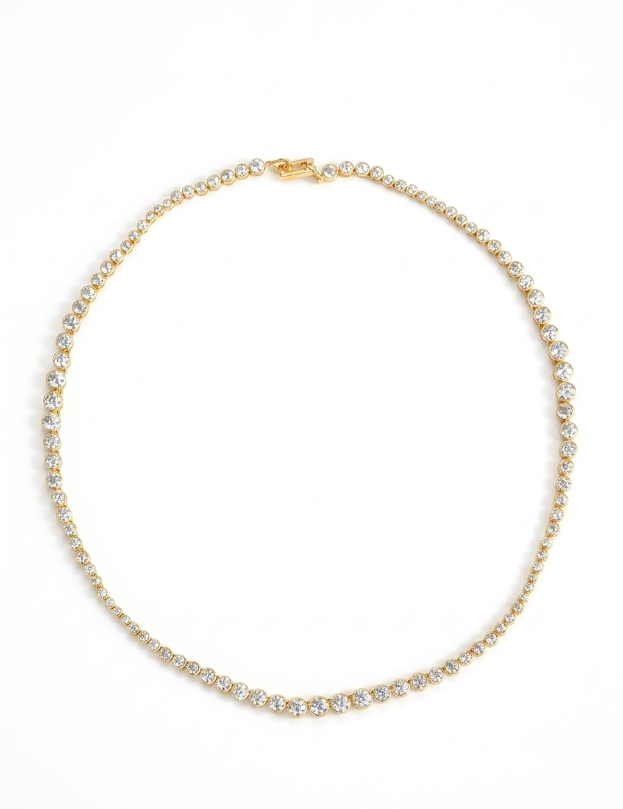 Lueur Bubble Cubic Zircon Necklace-Gold gembea jewelry