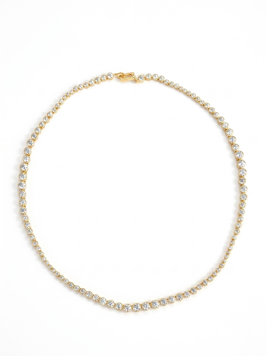 Lueur Bubble Cubic Zircon Necklace-Gold gembea jewelry