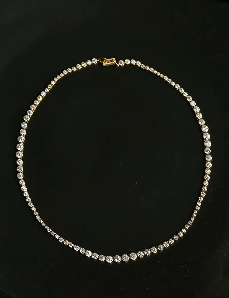 Lueur Bubble Cubic Zircon Necklace-Gold gembea jewelry