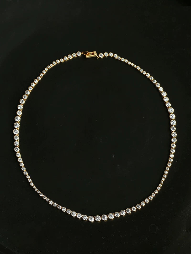 Lueur Bubble Cubic Zircon Necklace-Gold gembea jewelry