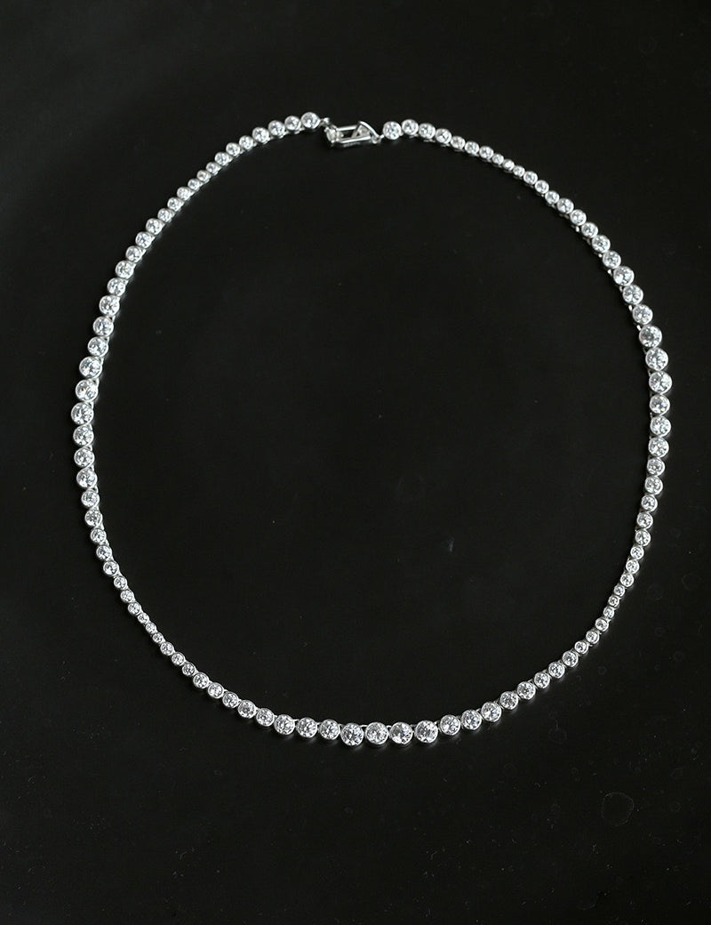 Lueur Bubble Cubic Zircon Necklace-Silver gembea jewelry