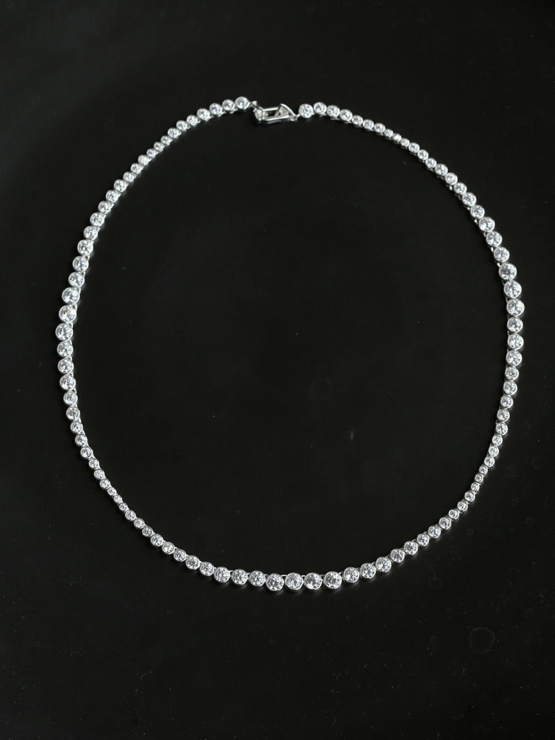 Lueur Bubble Cubic Zircon Necklace-Silver gembea jewelry