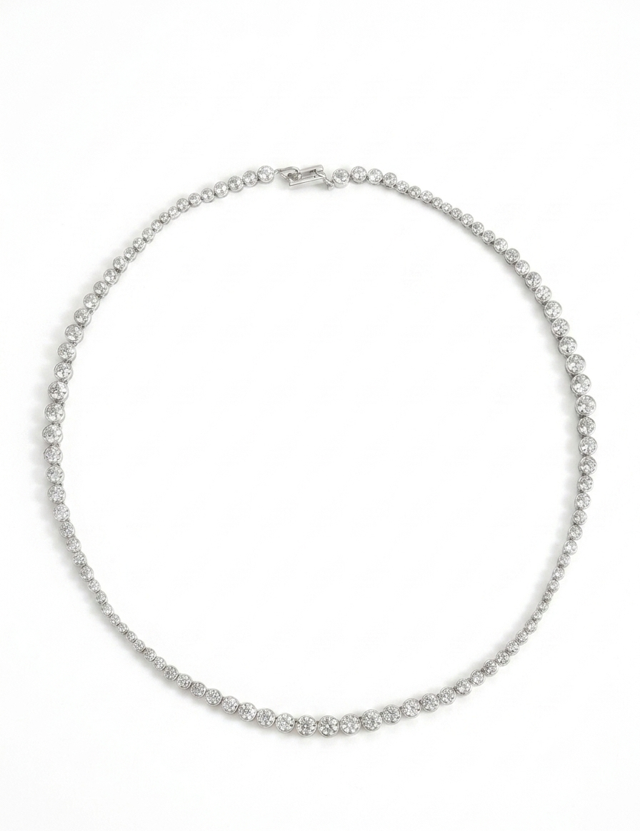 Lueur Bubble Cubic Zircon Necklace-Silver gembea jewelry