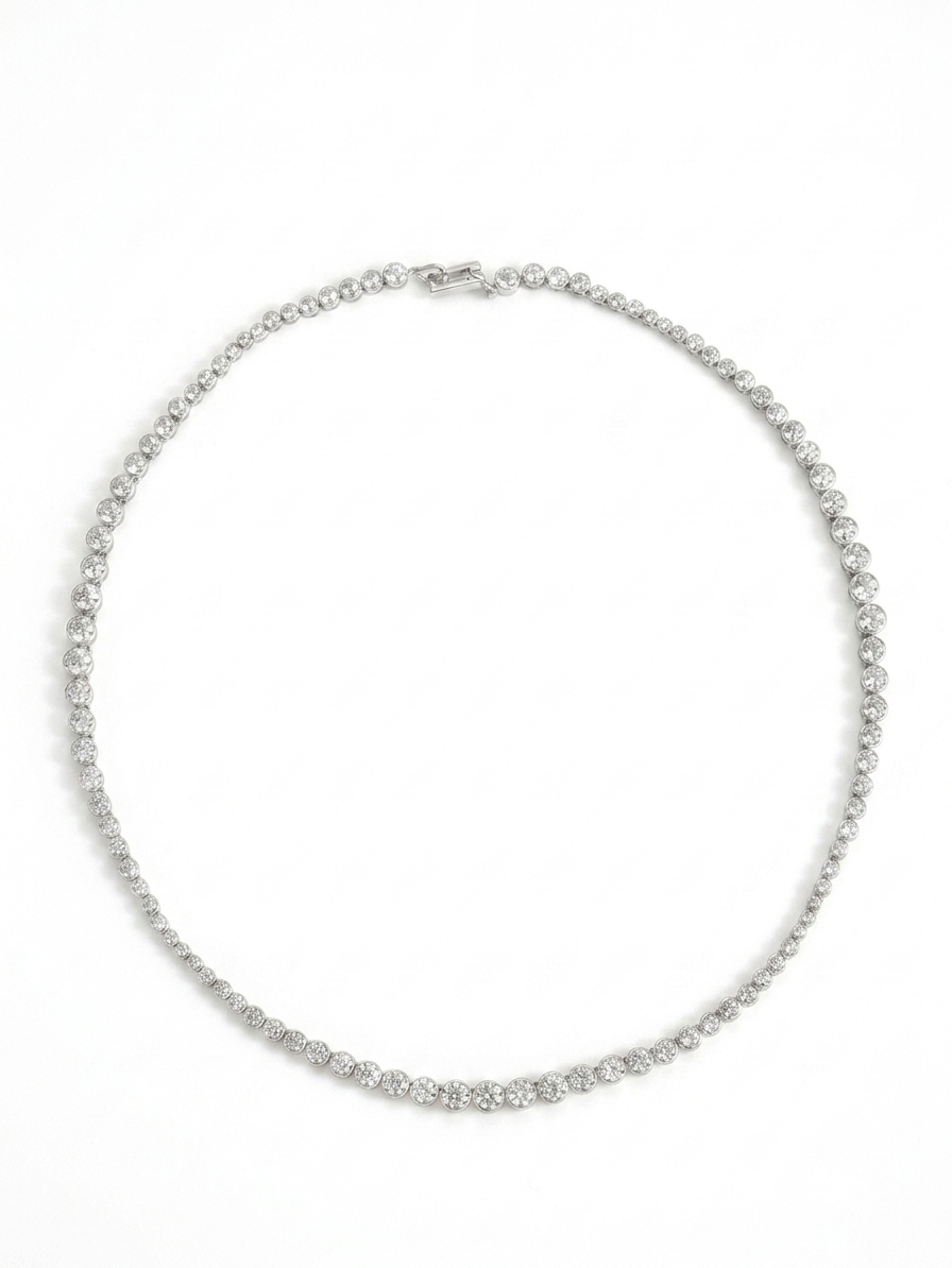Lueur Bubble Cubic Zircon Necklace-Silver gembea jewelry