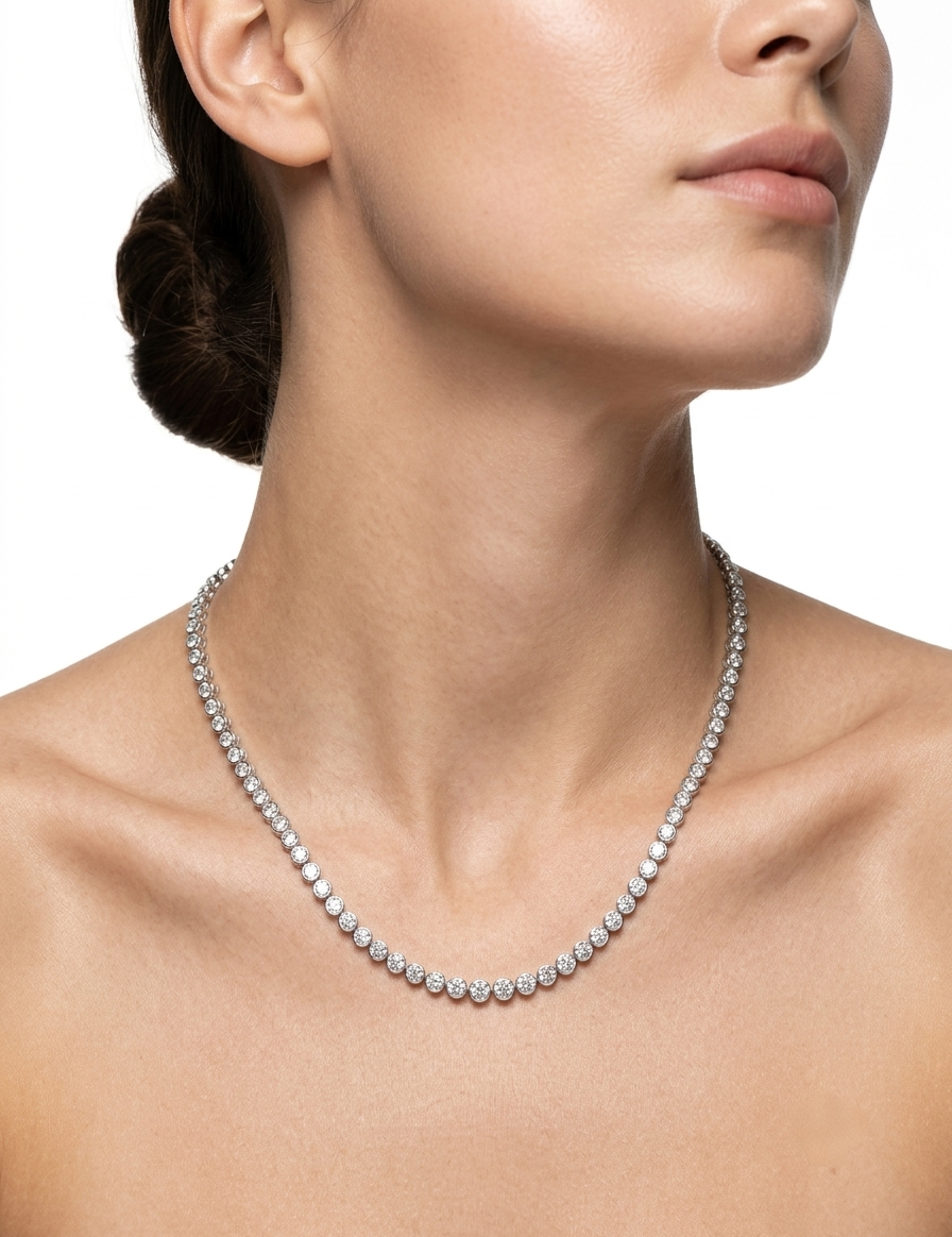 Lueur Bubble Cubic Zircon Necklace-Silver gembea jewelry