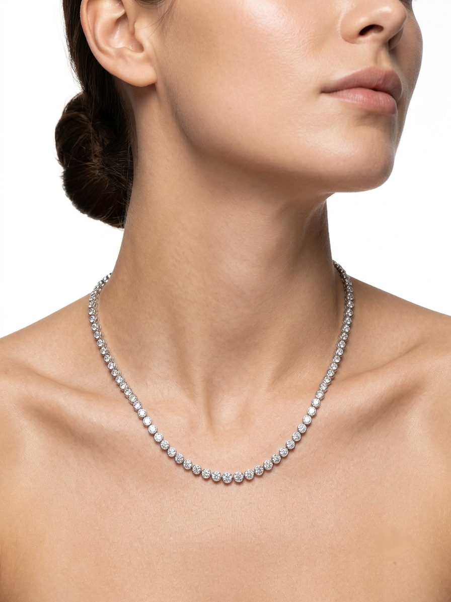 Lueur Bubble Cubic Zircon Necklace-Silver gembea jewelry