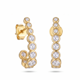 Lueur Bubble Curve Cubic Zircon Earrings-Gold gembea jewelry