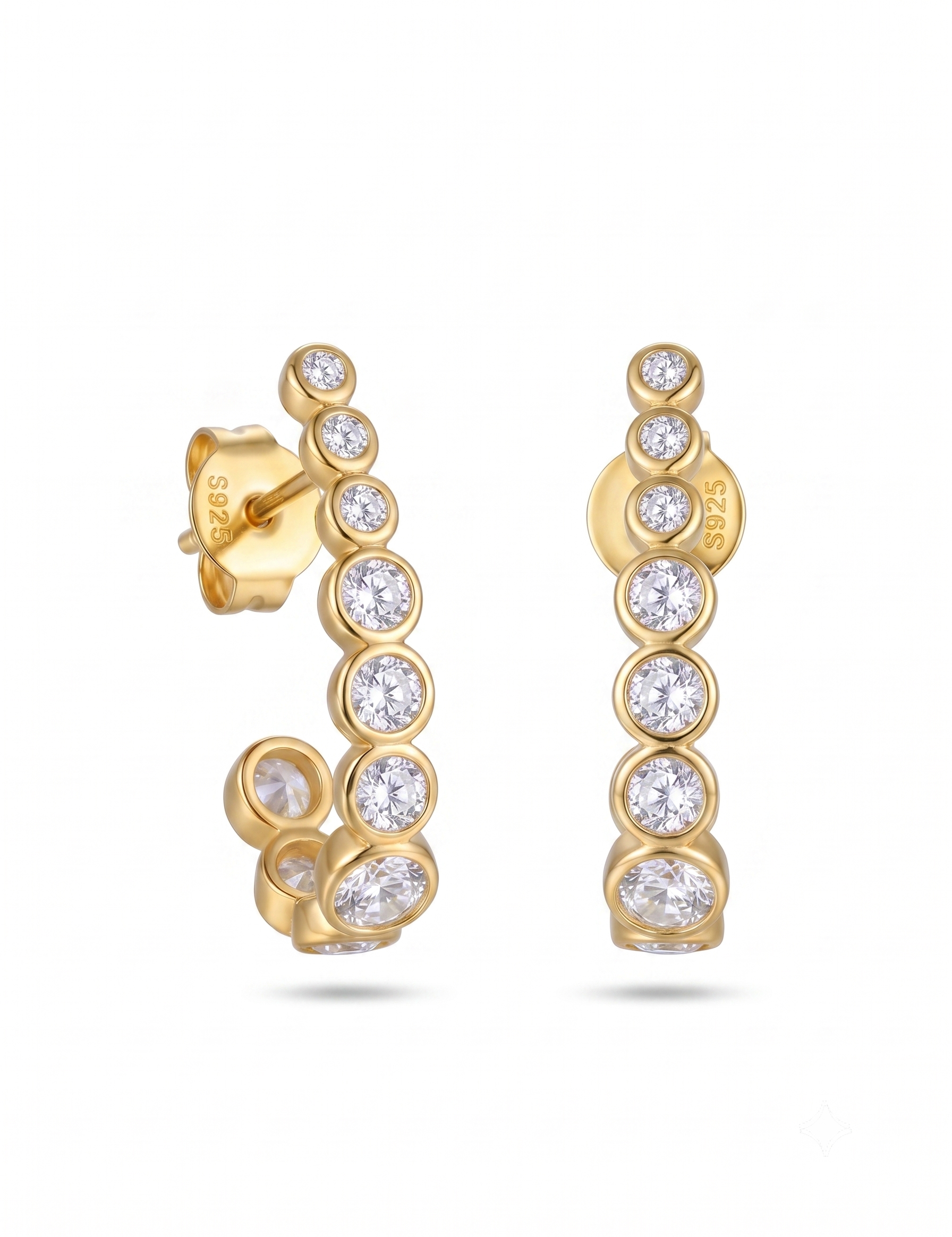 Lueur Bubble Curve Cubic Zircon Earrings-Gold gembea jewelry