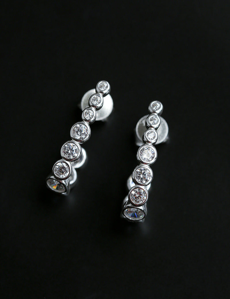 Lueur Bubble Curve Cubic Zircon Earrings-Silver gembea jewelry