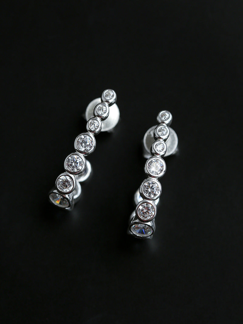 Lueur Bubble Curve Cubic Zircon Earrings-Silver gembea jewelry