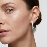 Lueur Bubble Curve Cubic Zircon Earrings-Silver gembea jewelry