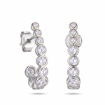 Lueur Bubble Curve Cubic Zircon Earrings-Silver gembea jewelry