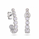 Lueur Bubble Curve Cubic Zircon Earrings-Silver gembea jewelry