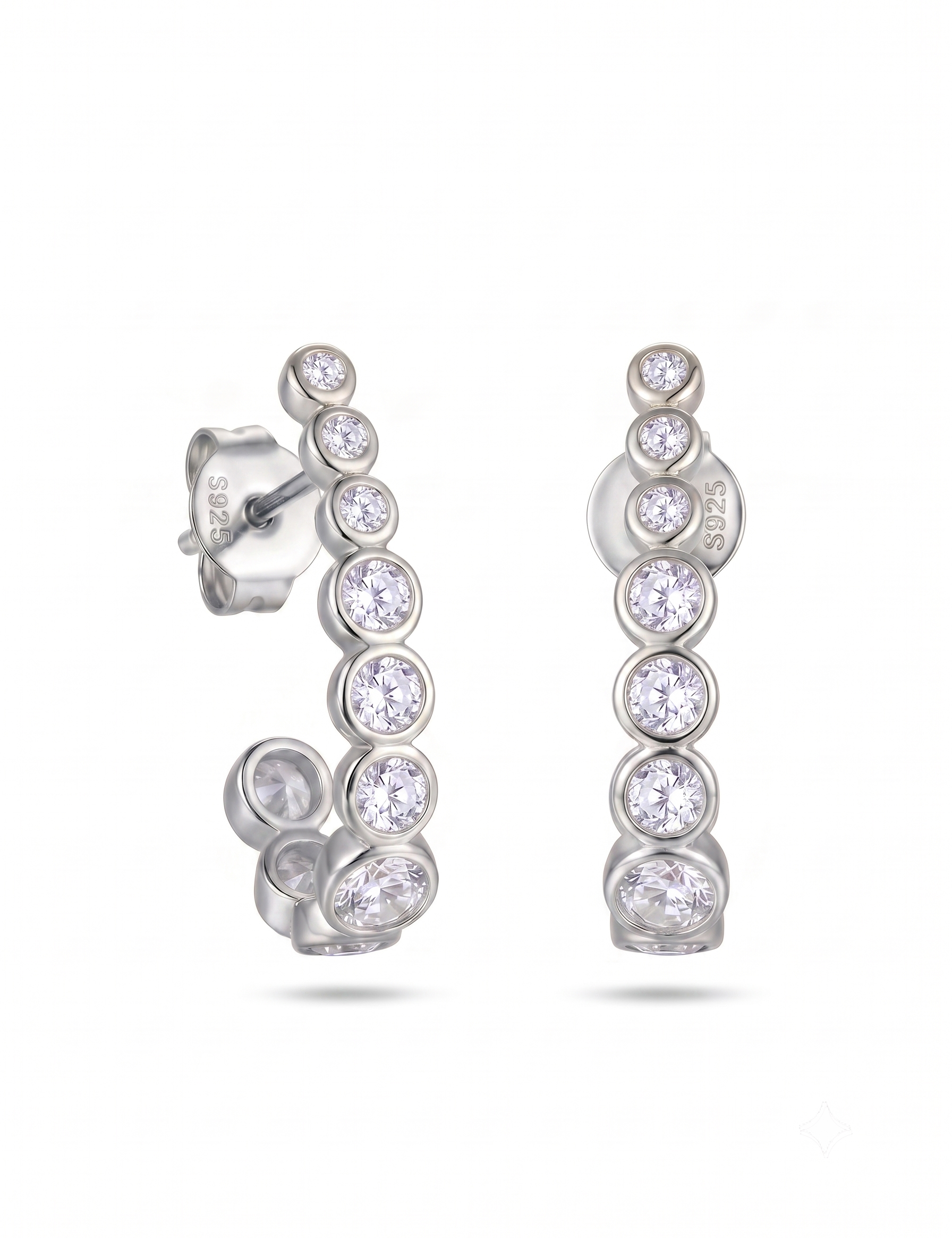 Lueur Bubble Curve Cubic Zircon Earrings-Silver gembea jewelry