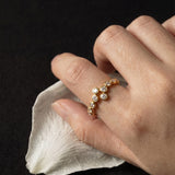 Lueur Bubble Curve Cubic Zircon Ring gold gembea jewelry