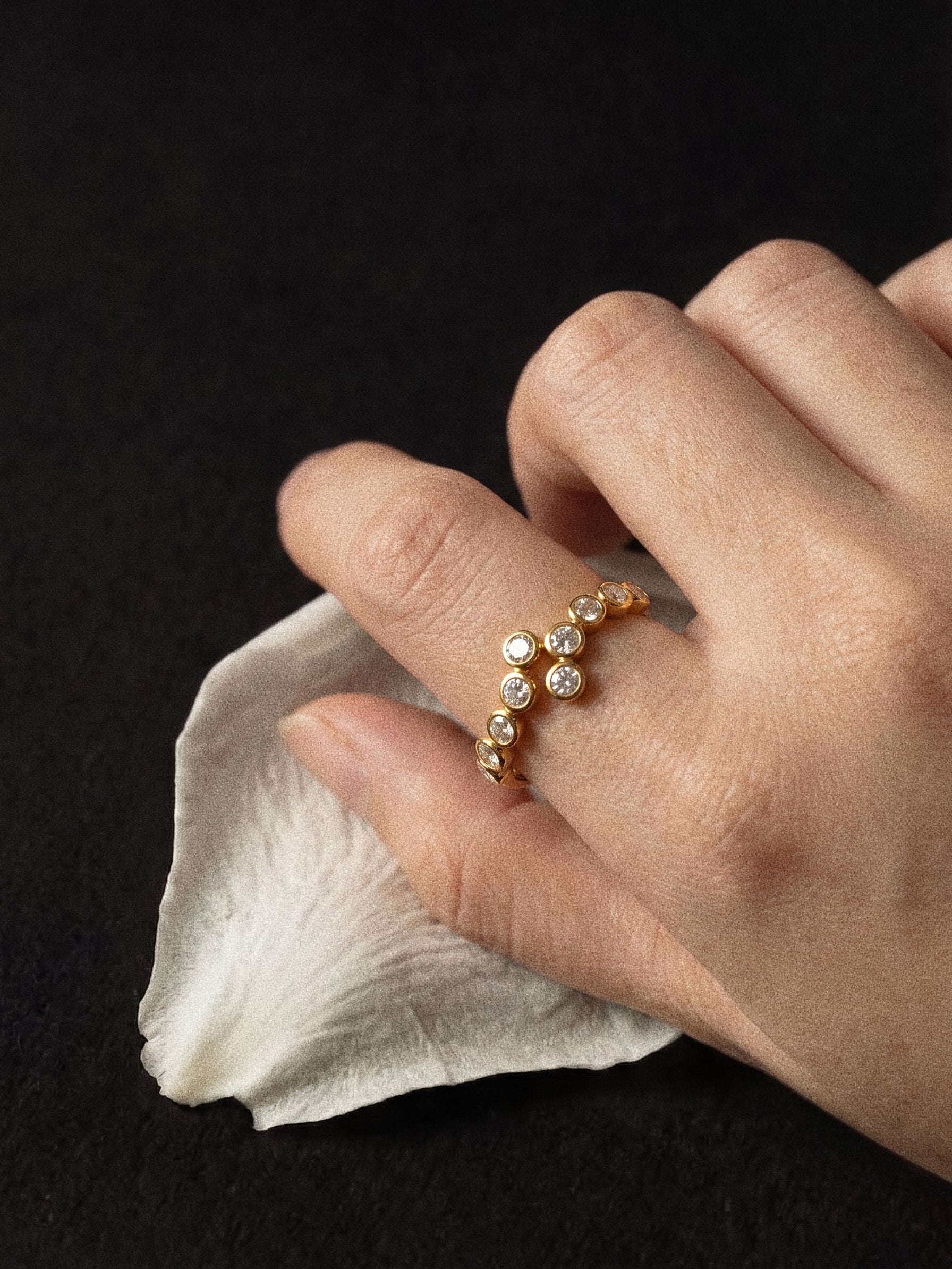 Lueur Bubble Curve Cubic Zircon Ring gold gembea jewelry