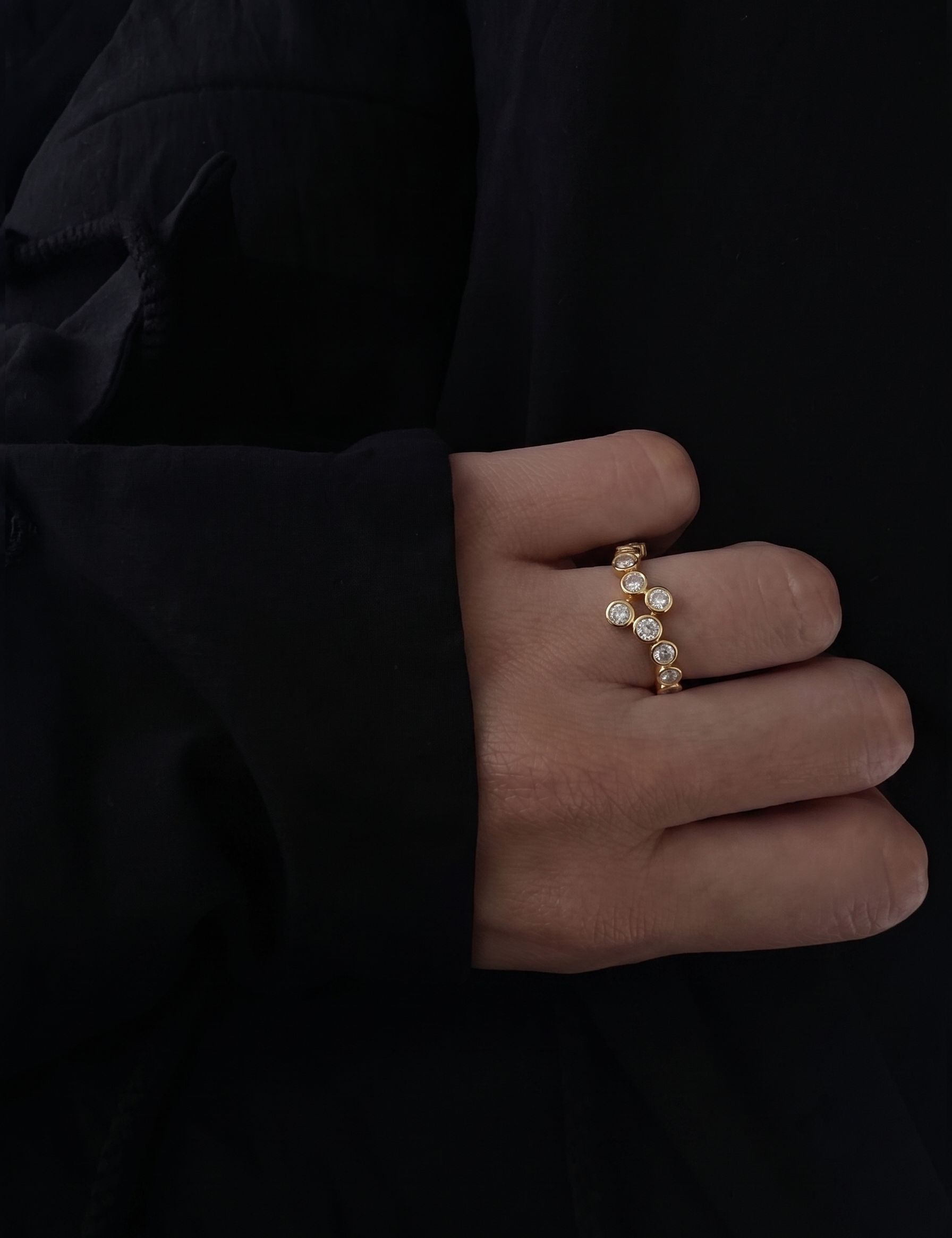 Lueur Bubble Curve Cubic Zircon Ring gold gembea jewelry